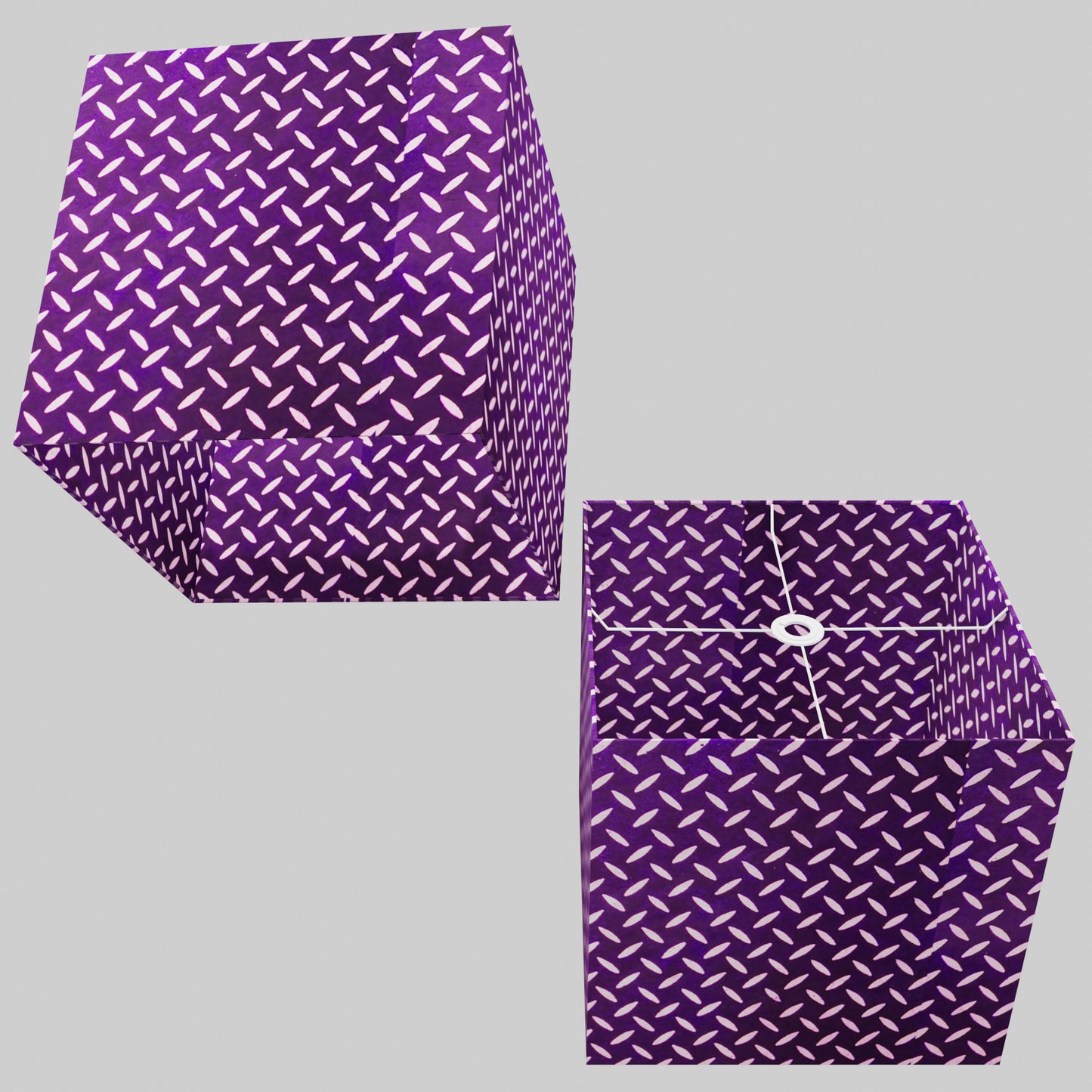 Square Lamp Shade - P13 - Batik Tread Plate Purple, 40cm(w) x 40cm(h) x 40cm(d)