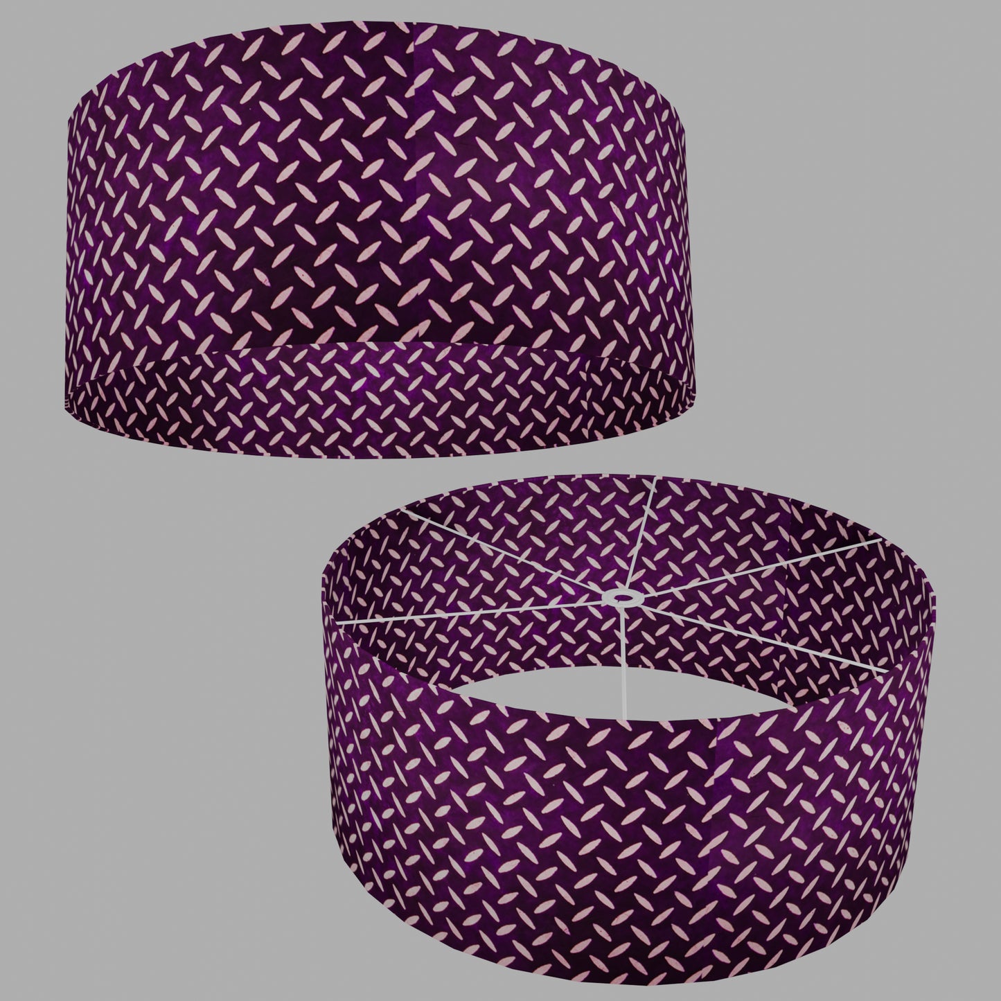 Drum Lamp Shade - P13 - Batik Tread Plate Purple, 70cm(d) x 30cm(h)