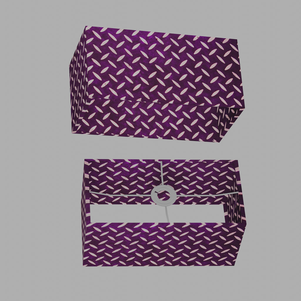Rectangle Lamp Shade - P13 - Batik Tread Plate Purple, 40cm(w) x 20cm(h) x 20cm(d)