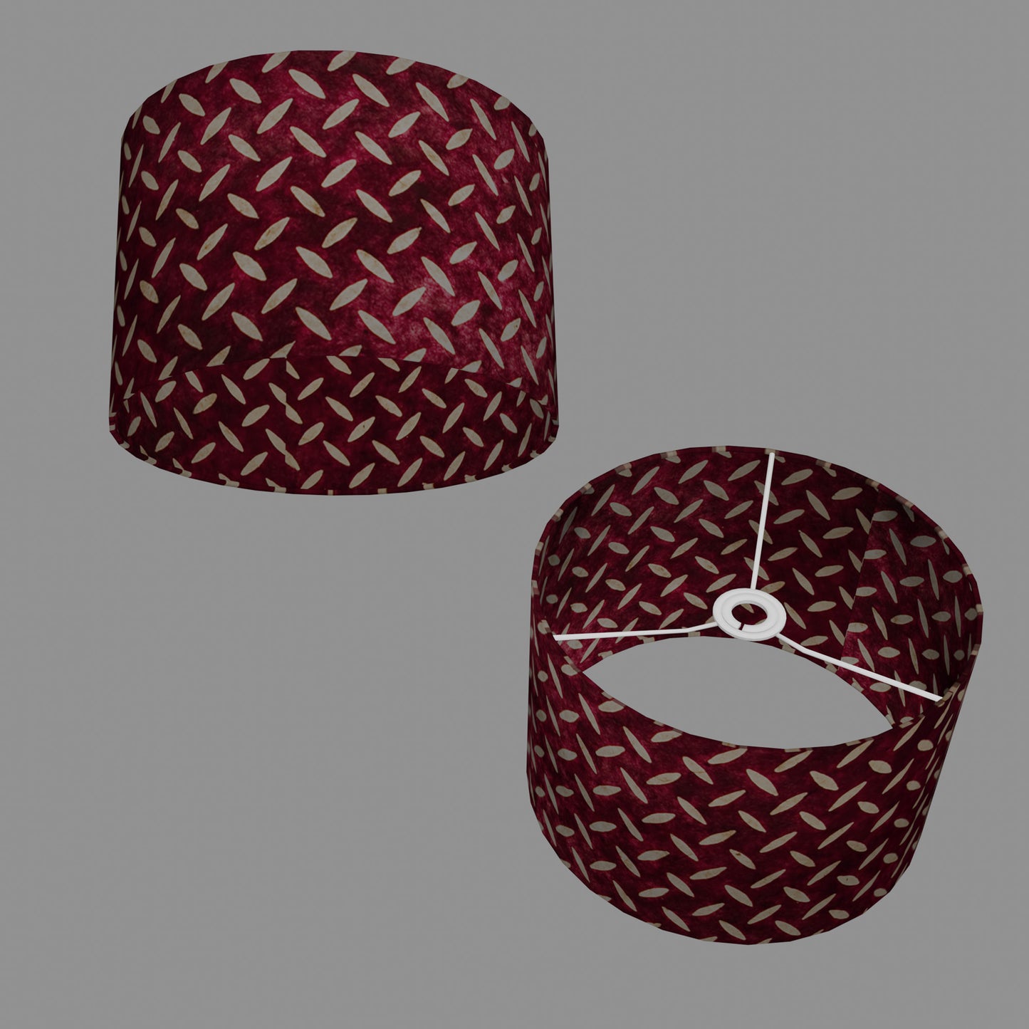 Drum Lamp Shade - P14 - Batik Tread Plate Cranberry, 30cm(d) x 20cm(h)