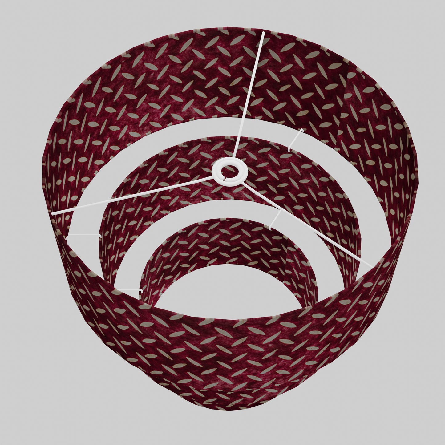 3 Tier Lamp Shade - P14 - Batik Tread Plate Cranberry, 50cm x 20cm, 40cm x 17.5cm & 30cm x 15cm