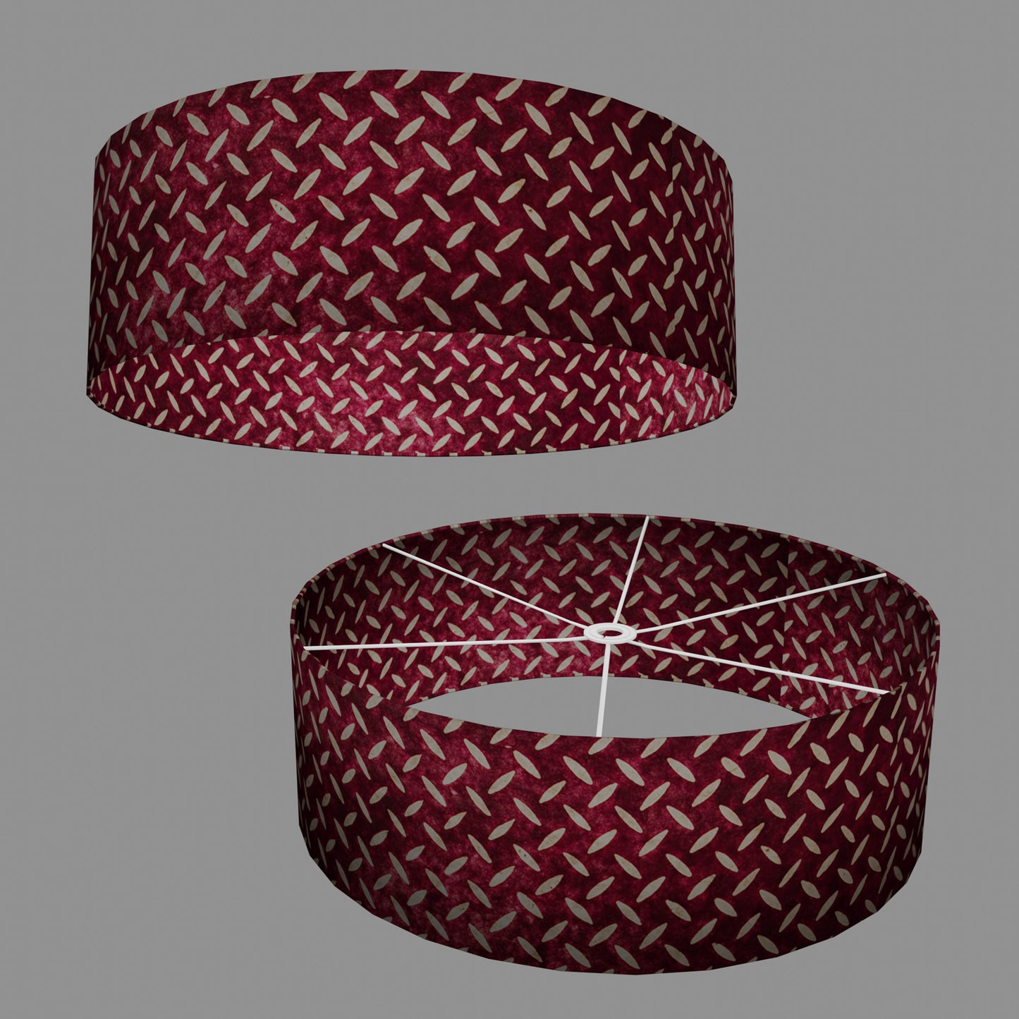 Drum Lamp Shade - P14 - Batik Tread Plate Cranberry, 60cm(d) x 20cm(h)