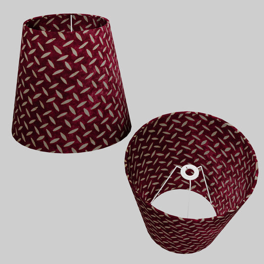 Conical Lamp Shade P14 - Batik Tread Plate Cranberry, 23cm(top) x 35cm(bottom) x 31cm(height)