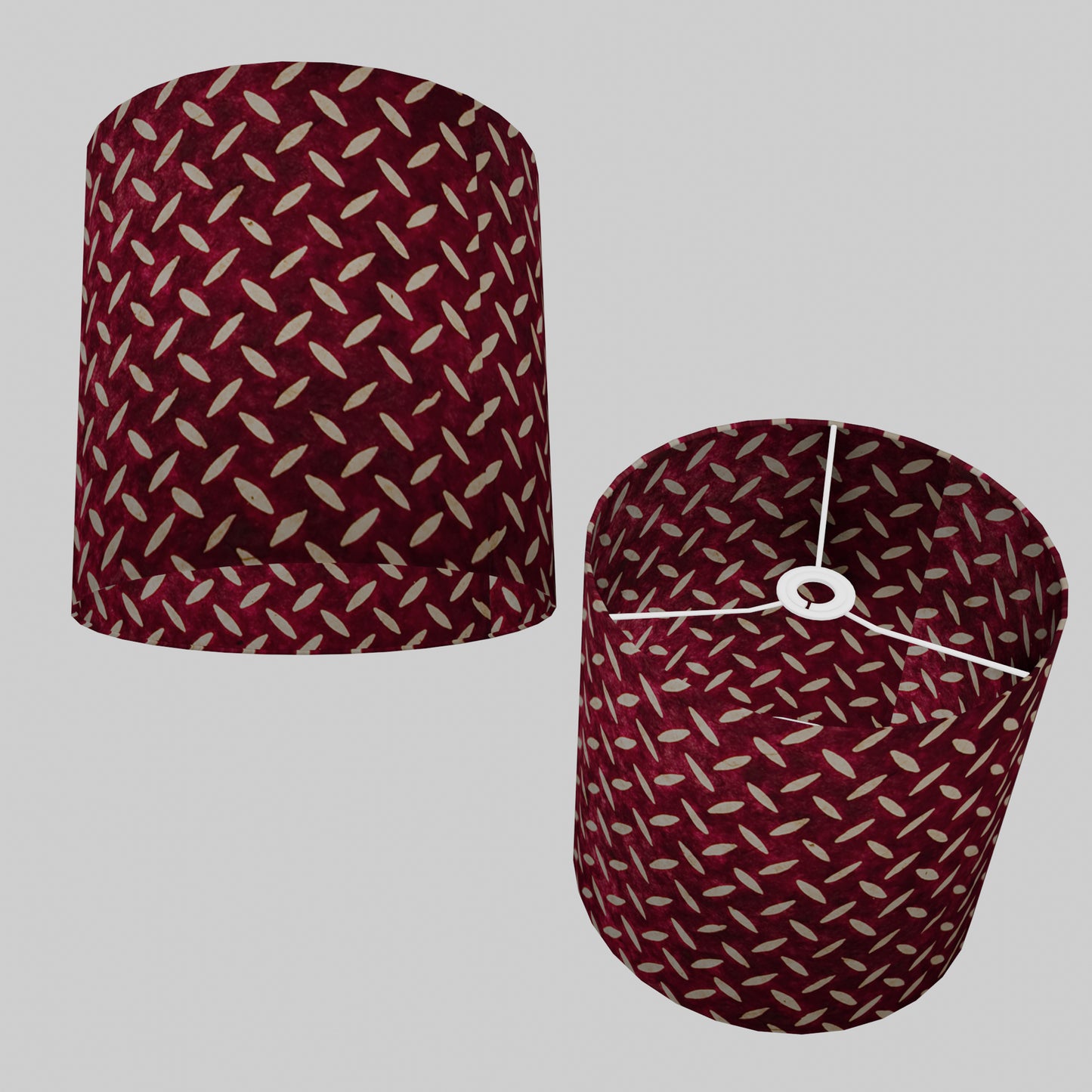 Drum Lamp Shade - P14 - Batik Tread Plate Cranberry, 30cm(d) x 30cm(h)
