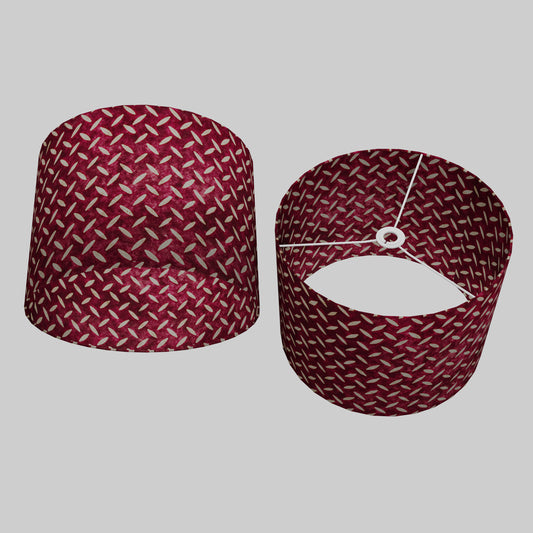 Drum Lamp Shade - P14 - Batik Tread Plate Cranberry, 40cm(d) x 30cm(h)