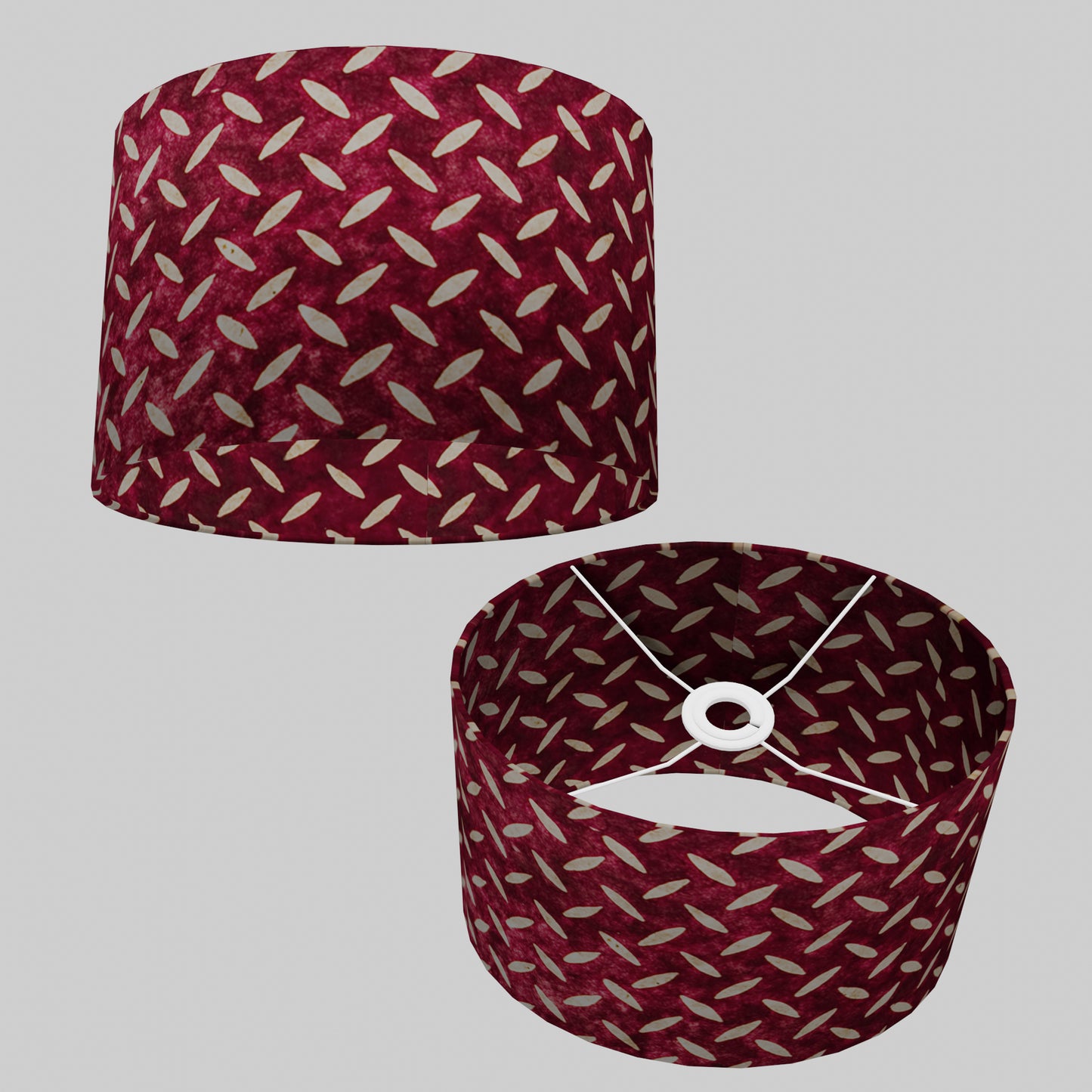 Oval Lamp Shade - P14 - Batik Tread Plate Cranberry, 30cm(w) x 20cm(h) x 22cm(d)