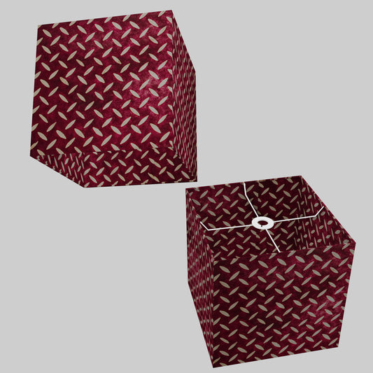 Square Lamp Shade - P14 - Batik Tread Plate Cranberry, 30cm(w) x 30cm(h) x 30cm(d)