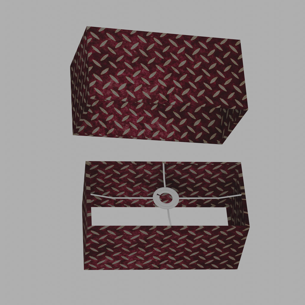 Rectangle Lamp Shade - P14 - Batik Tread Plate Cranberry, 40cm(w) x 20cm(h) x 20cm(d)