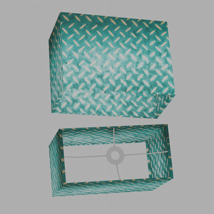 Rectangle Lamp Shade - P15 - Batik Tread Plate Mint Green, 40cm(w) x 30cm(h) x 20cm(d)