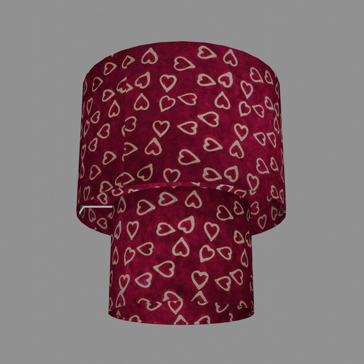 2 Tier Lamp Shade - P16 - Batik Hearts on Cranberry, 30cm x 20cm & 20cm x 15cm