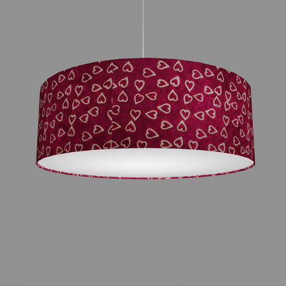 Drum Lamp Shade - P16 - Batik Hearts on Cranberry, 60cm(d) x 20cm(h)