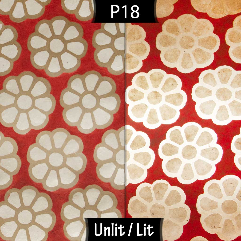 Conical Lamp Shade P18 - Batik Big Flower on Red, 23cm(top) x 40cm(bottom) x 31cm(height)