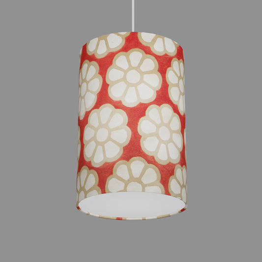 Drum Lamp Shade - P18 - Batik Big Flower on Red, 20cm(d) x 30cm(h)