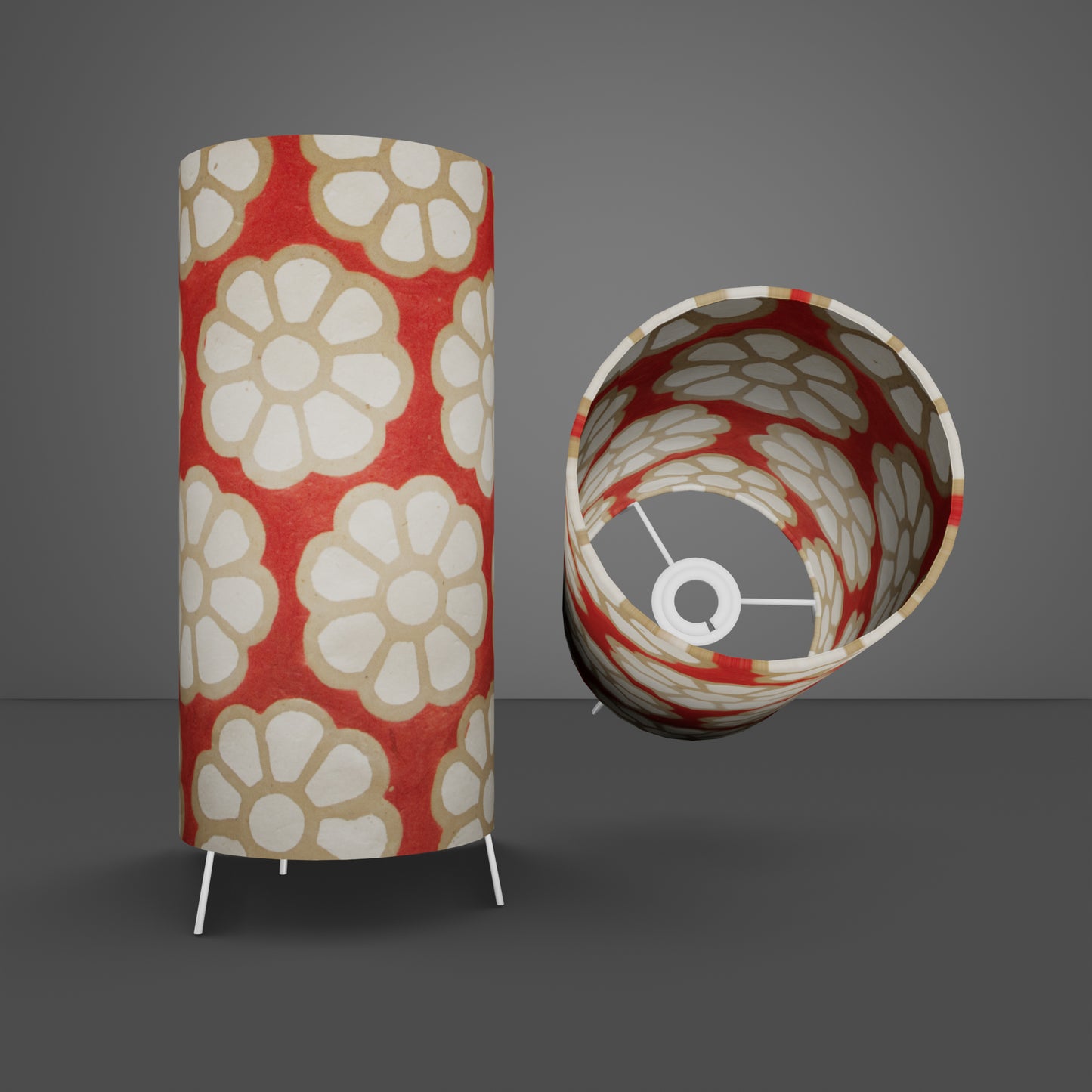 Free Standing Table Lamp Small - P18 ~ Batik Big Flower on Red