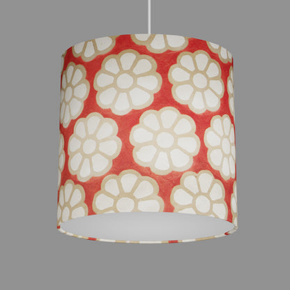 Oval Lamp Shade - P18 - Batik Big Flower on Red, 30cm(w) x 30cm(h) x 22cm(d)