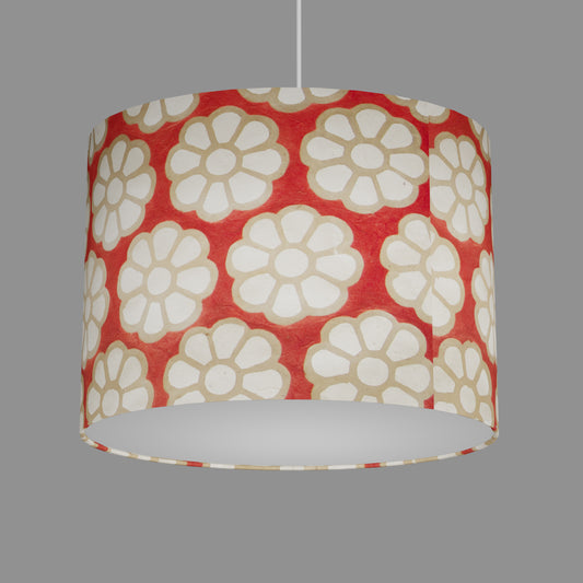 Oval Lamp Shade - P18 - Batik Big Flower on Red, 40cm(w) x 30cm(h) x 30cm(d)