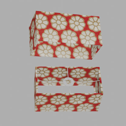 Rectangle Lamp Shade - P18 - Batik Big Flower on Red, 40cm(w) x 20cm(h) x 20cm(d)