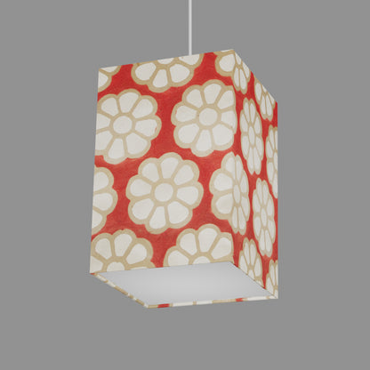 Square Lamp Shade - P18 - Batik Big Flower on Red, 20cm(w) x 30cm(h) x 20cm(d)