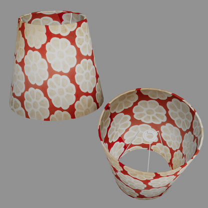Conical Lamp Shade P18 - Batik Big Flower on Red, 23cm(top) x 35cm(bottom) x 31cm(height)