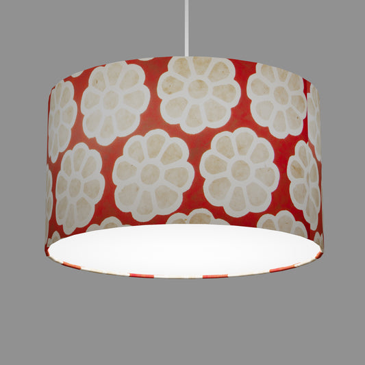 Drum Lamp Shade - P18 - Batik Big Flower on Red, 35cm(d) x 20cm(h)