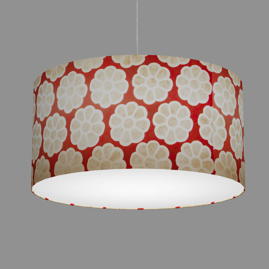 Drum Lamp Shade - P18 - Batik Big Flower on Red, 60cm(d) x 30cm(h)