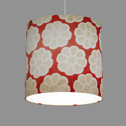 Oval Lamp Shade - P18 - Batik Big Flower on Red, 30cm(w) x 30cm(h) x 22cm(d)