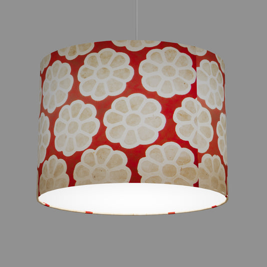 Oval Lamp Shade - P18 - Batik Big Flower on Red, 40cm(w) x 30cm(h) x 30cm(d)