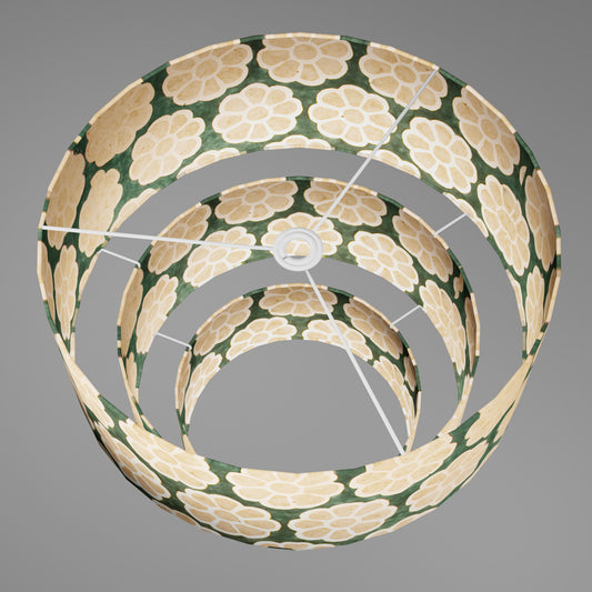 3 Tier Lamp Shade - P19 - Batik Big Flower on Rainforest, 50cm x 20cm, 40cm x 17.5cm & 30cm x 15cm