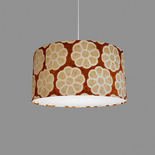 Drum Lamp Shade - P20 - Batik Big Flower on Brown, 40cm(d) x 20cm(h)