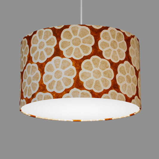 Drum Lamp Shade - P20 - Batik Big Flower on Brown, 35cm(d) x 20cm(h)