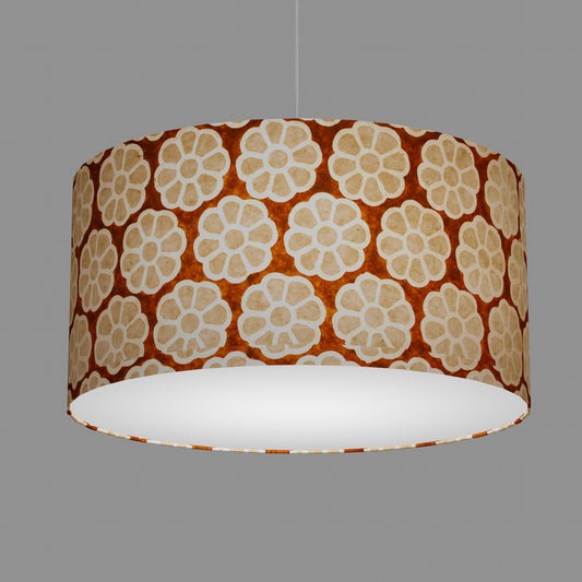 Drum Lamp Shade - P20 - Batik Big Flower on Brown, 60cm(d) x 30cm(h)