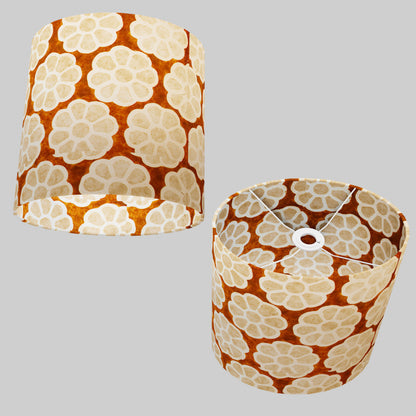 Oval Lamp Shade - P20 - Batik Big Flower on Brown, 30cm(w) x 30cm(h) x 22cm(d)