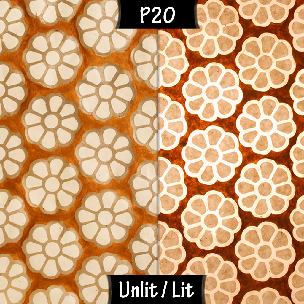 Wall Light - P20 - Batik Big Flower on Brown, 36cm(wide) x 20cm(h) - Imbue Lighting
