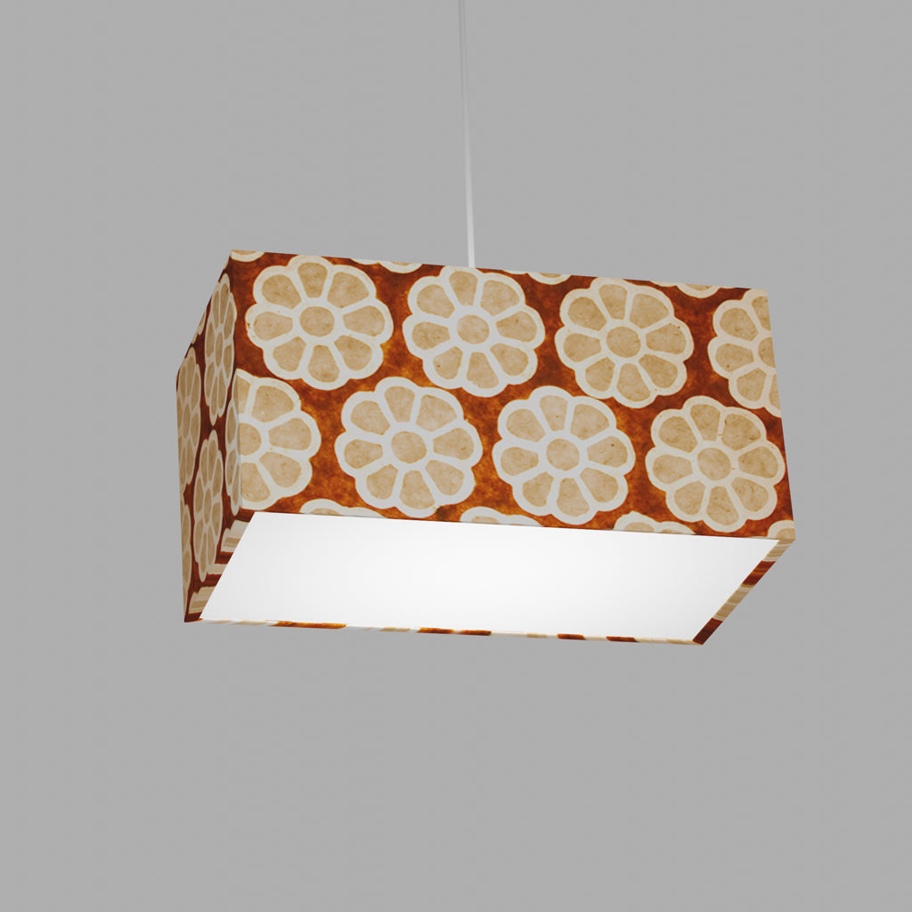 Rectangle Lamp Shade - P20 - Batik Big Flower on Brown, 40cm(w) x 20cm(h) x 20cm(d)