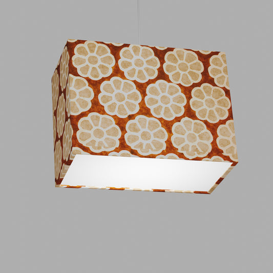 Rectangle Lamp Shade - P20 - Batik Big Flower on Brown, 40cm(w) x 30cm(h) x 20cm(d)