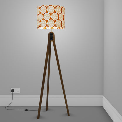 Sapele Tripod Floor Lamp - P20 - Batik Big Flower on Brown