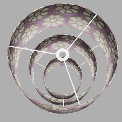 3 Tier Lamp Shade - P21 - Batik Big Flower on Lilac, 40cm x 20cm, 30cm x 17.5cm & 20cm x 15cm
