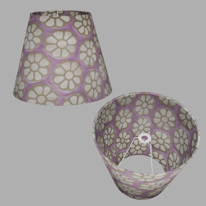 Conical Lamp Shade P21 - Batik Big Flower on Lilac, 23cm(top) x 40cm(bottom) x 31cm(height)