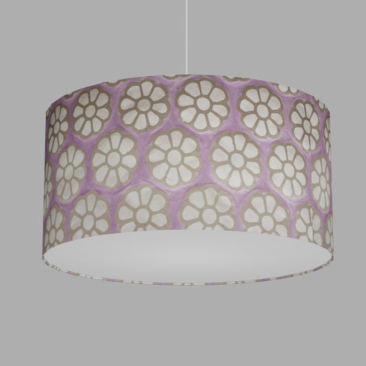 Drum Lamp Shade - P21 - Batik Big Flower on Lilac, 60cm(d) x 30cm(h)