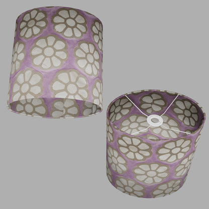 Oval Lamp Shade - P21 - Batik Big Flower on Lilac, 30cm(w) x 30cm(h) x 22cm(d)