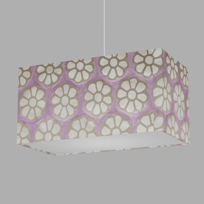 Rectangle Lamp Shade - P21 - Batik Big Flower on Lilac, 50cm(w) x 25cm(h) x 25cm(d)