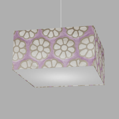 Square Lamp Shade - P21 - Batik Big Flower on Lilac, 40cm(w) x 20cm(h) x 40cm(d)