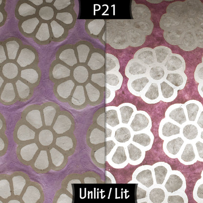 Conical Lamp Shade P21 - Batik Big Flower on Lilac, 23cm(top) x 35cm(bottom) x 31cm(height)