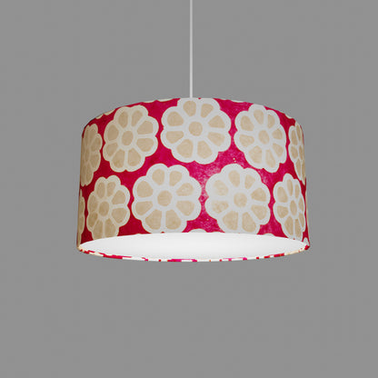 Drum Lamp Shade - P22 - Batik Big Flower on Hot Pink, 40cm(d) x 20cm(h)