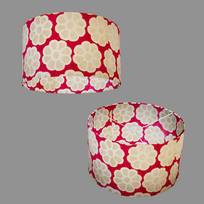 Drum Lamp Shade - P22 - Batik Big Flower on Hot Pink, 35cm(d) x 20cm(h)