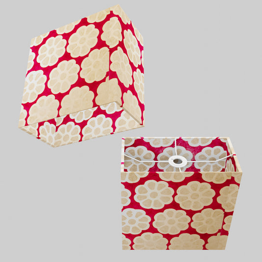 Rectangle Lamp Shade - P22 - Batik Big Flower on Hot Pink, 30cm(w) x 30cm(h) x 15cm(d)