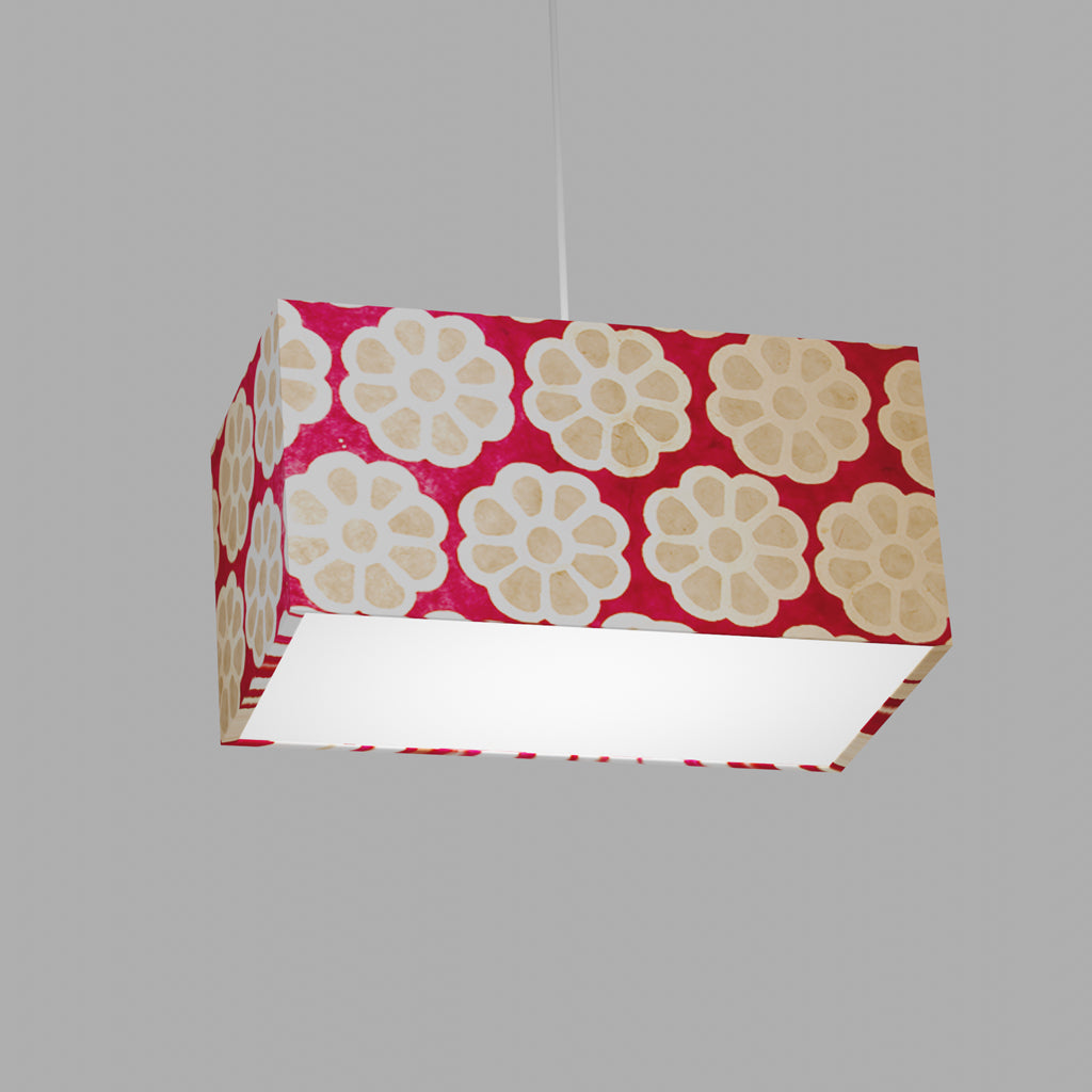 Rectangle Lamp Shade - P22 - Batik Big Flower on Hot Pink, 40cm(w) x 20cm(h) x 20cm(d)