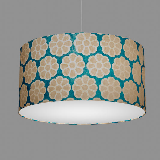Drum Lamp Shade - P23 - Batik Big Flower on Teal, 60cm(d) x 30cm(h)