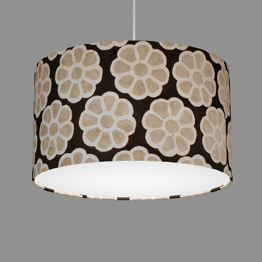 Drum Lamp Shade - P24 -Batik Big Flower on Black, 35cm(d) x 20cm(h)