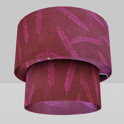 2 Tier Lamp Shade - P25 - Resistance Dyed Pink Fern, 40cm x 20cm & 30cm x 15cm